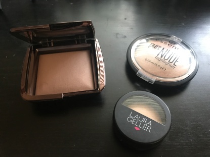 Pictured: Ambient lighting powder, Pure nude highlighter, and baked highlighter